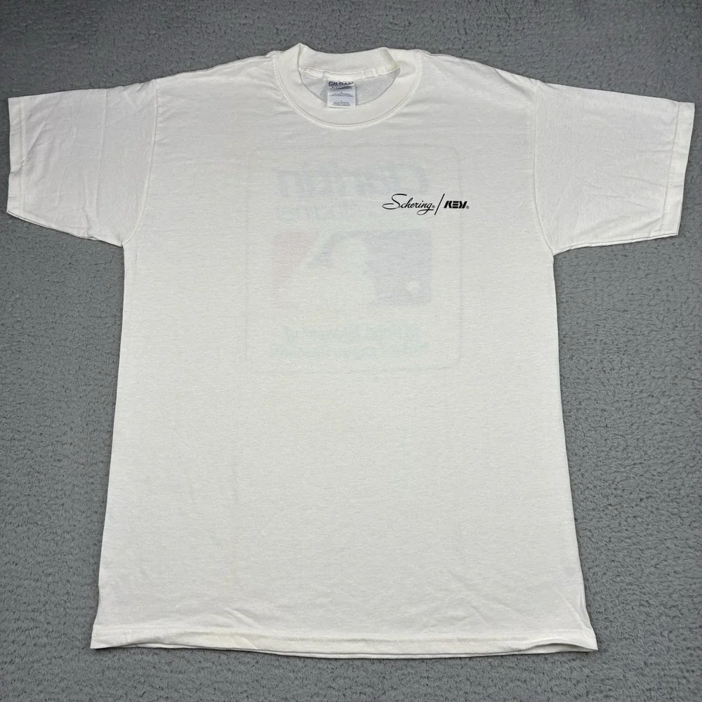 Vintage MLB Claritin Official Sponsor T Shirt Mens Large White 90s Y2K Promo Tee